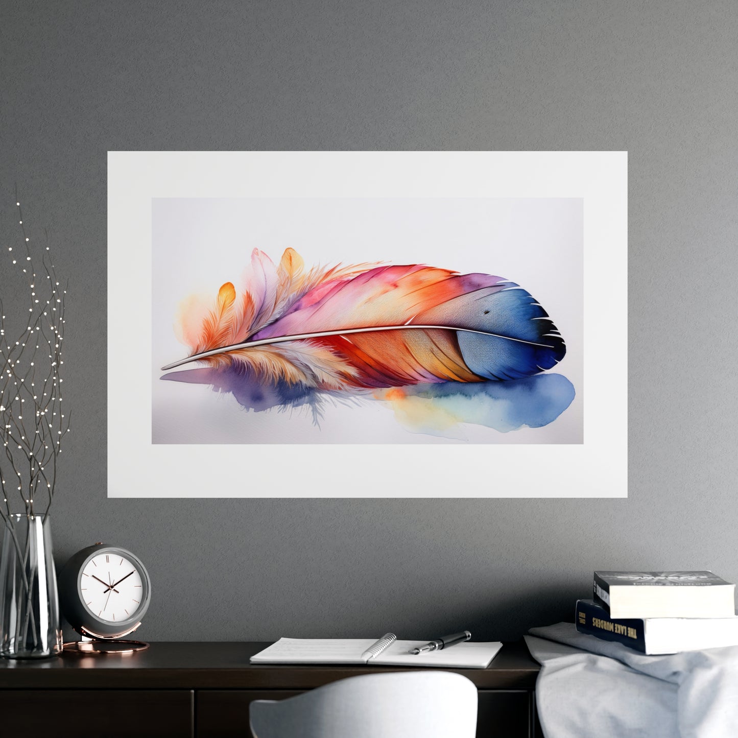Rainbow Feather Watercolor Print - 3 | Elegant Wall Art & Prints | Unique Home Decor | Wall Print | Wall Art