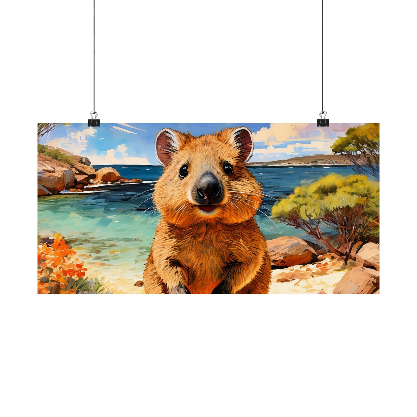 Quokkas at Rottnest Island Western Australia Print |  Unique Painting Print | Style 1 | Wall Art | Wall Print