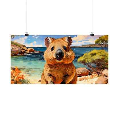 Quokkas at Rottnest Island Western Australia Print |  Unique Painting Print | Style 1 | Wall Art | Wall Print