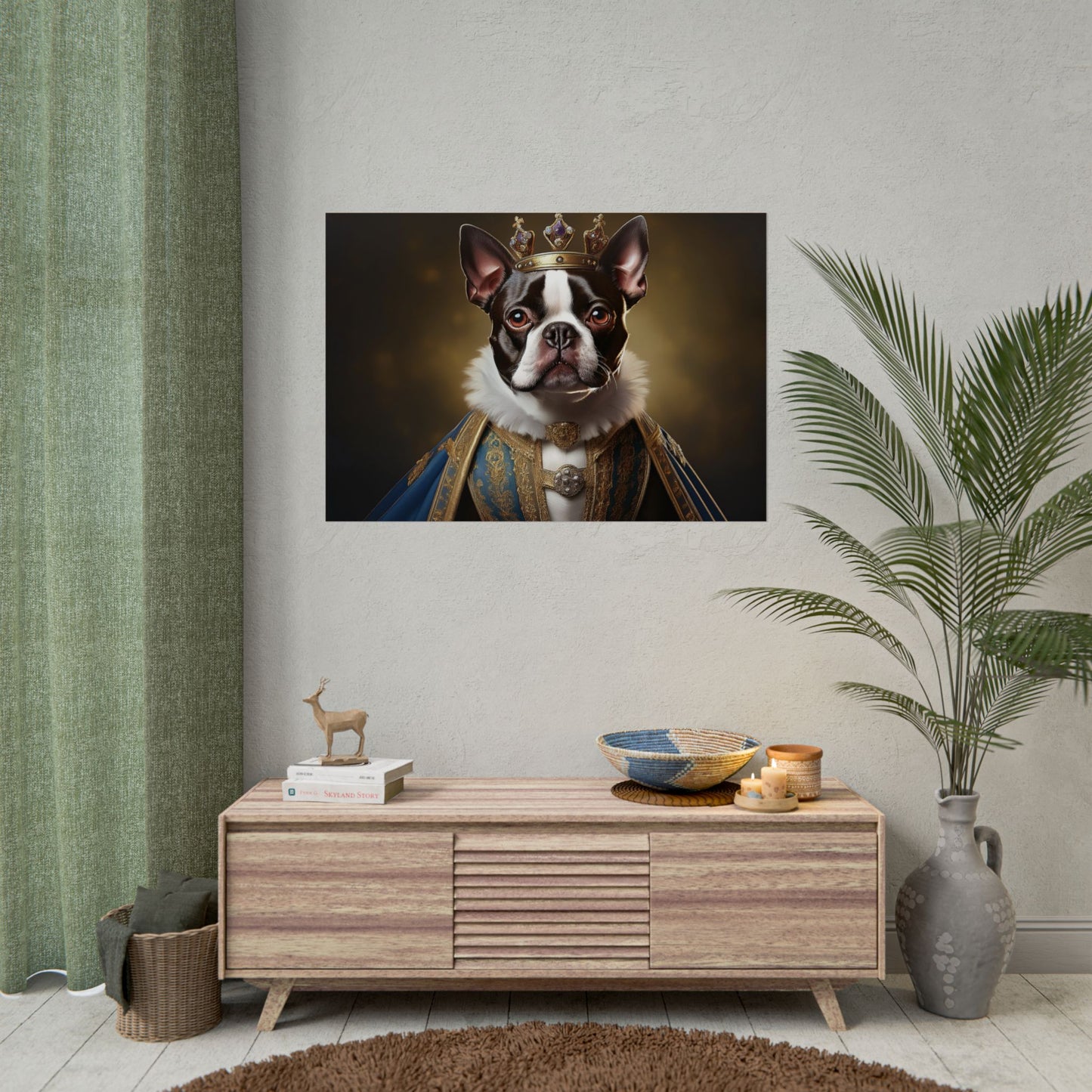 Boston Terrier Renaissance Dog Portrait Art Print, Wall Decor Gift, Animal Lover Home Decor, Dog Wall Art