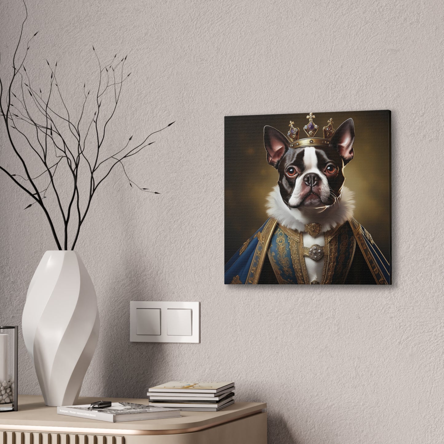 Boston Terrier Renaissance Pet Portrait on Canvas, wall print, wall art, dog portrait, dog art