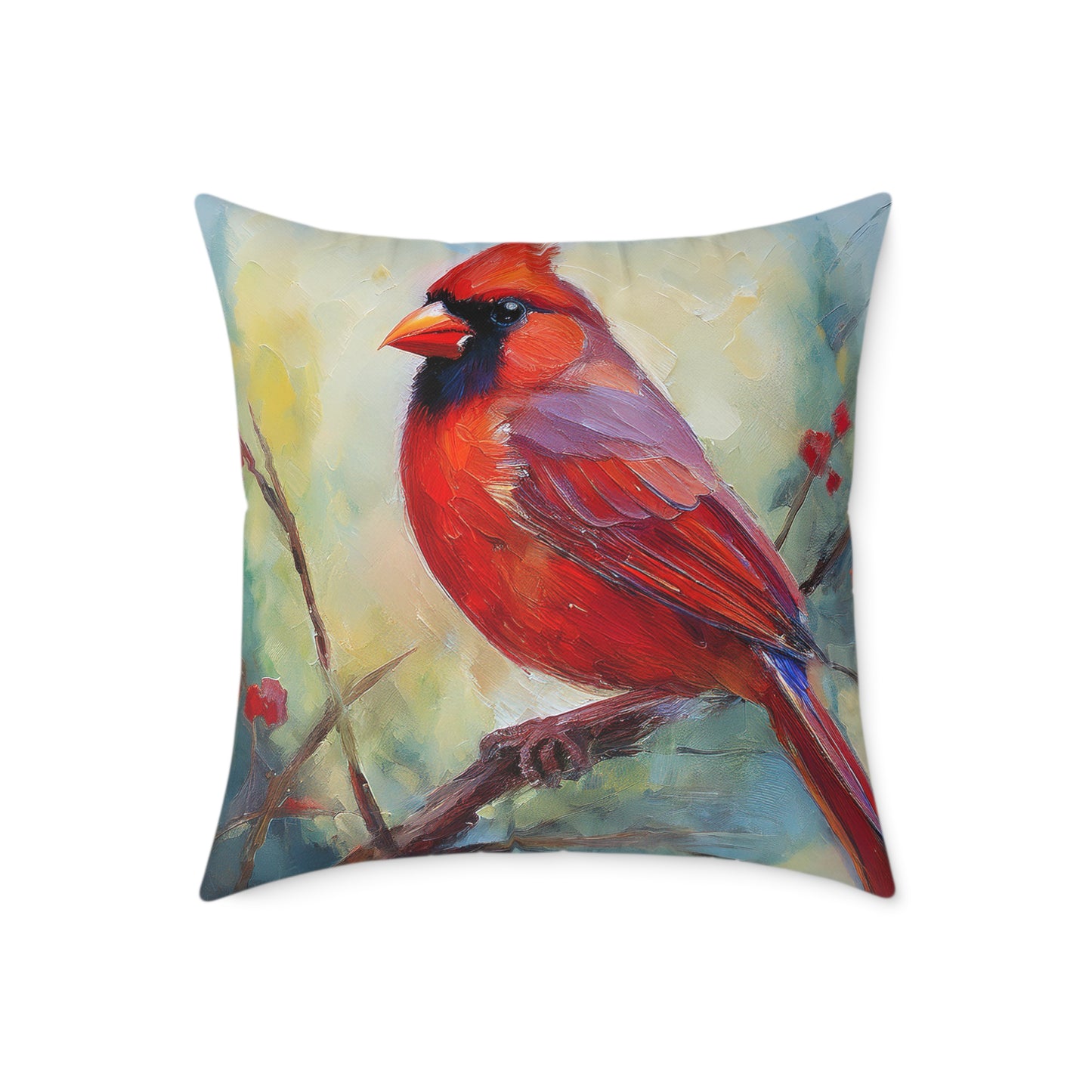 Vibrant Red Cardinal Pillow, Nature Decor, Home Accent, Gift for Bird Lovers, Cozy Living Room Cushion