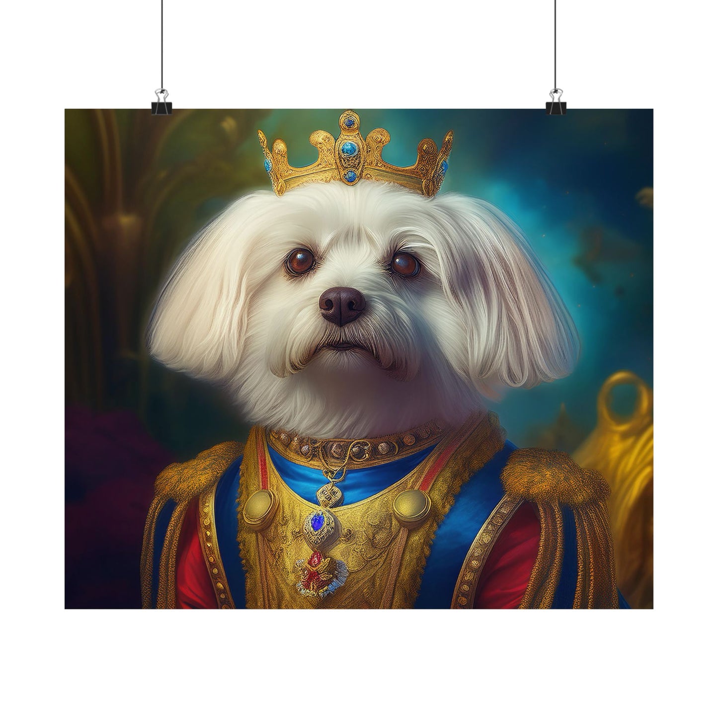 Maltese Renaissance Dog Portrait Wall Print | Art Print | Wall Decor | Dog Wall Art