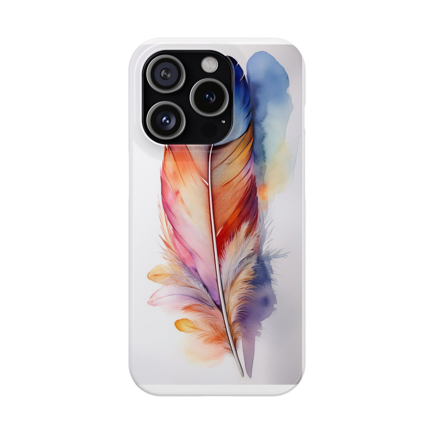 Rainbow Watercolor Feather Slim Phone Case