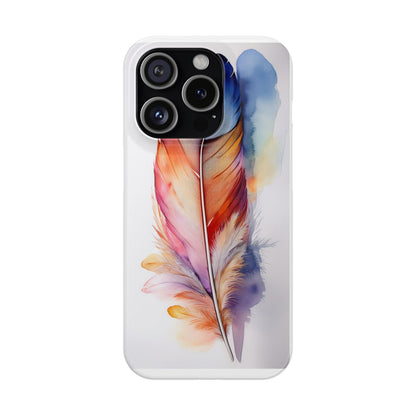 Rainbow Watercolor Feather Slim Phone Case