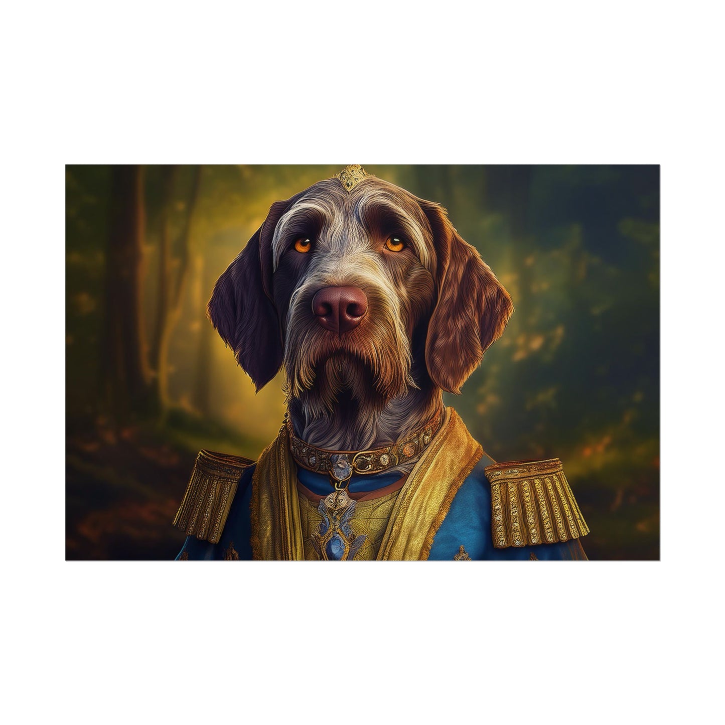 German Wirehaired Pointer Renaissance Pet Portrait Print, Pointer, Dog Lover Wall Art,  Dog Memorial Gift, wall art, wall print, dog print