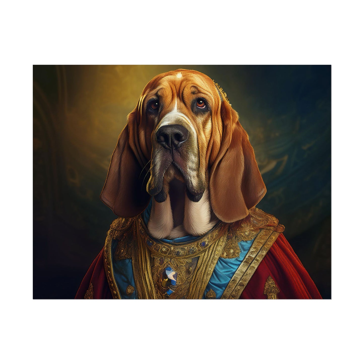 Bloodhound Renaissance Dog Portrait Art Print, Wall Decor Gift, Animal Lover Home Decor, Dog Wall Art