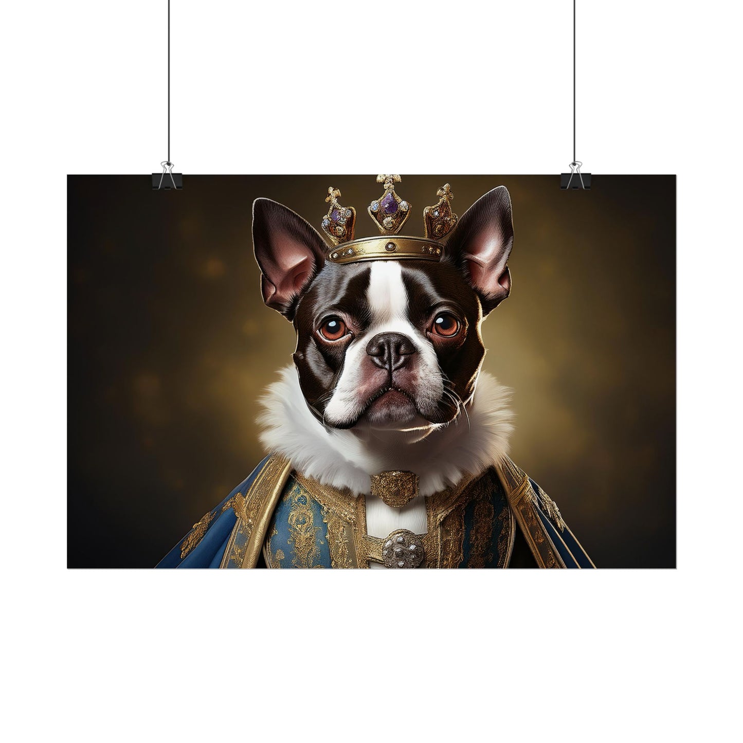 Boston Terrier Renaissance Dog Portrait Art Print, Wall Decor Gift, Animal Lover Home Decor, Dog Wall Art