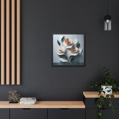 Minimalist Floral Square Framed Print - Blue