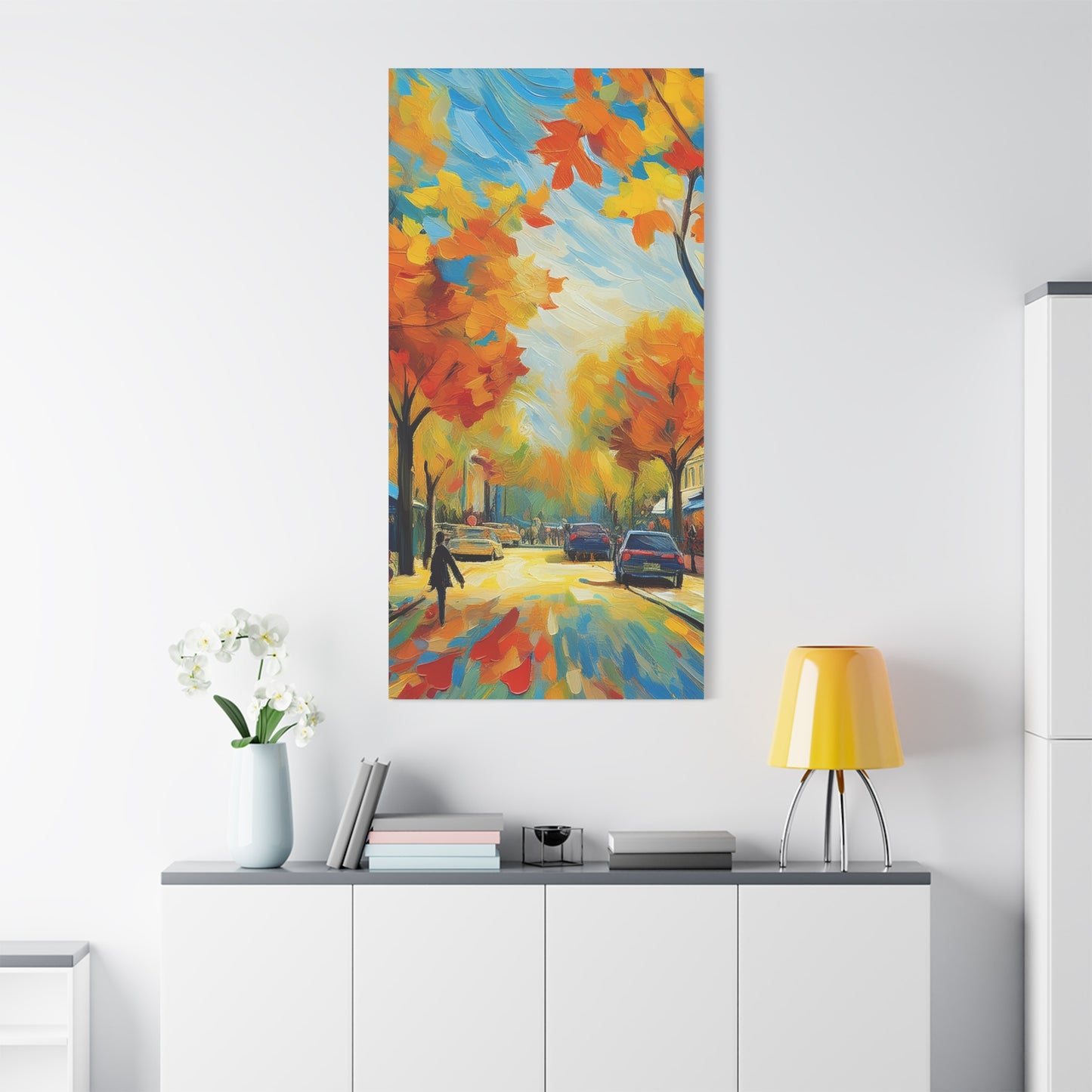 Fall Leaves In the City Painting Canvas Wall Art | Wall Art | Wall Print