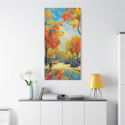 Fall Leaves In the City Painting Canvas Wall Art | Wall Art | Wall Print