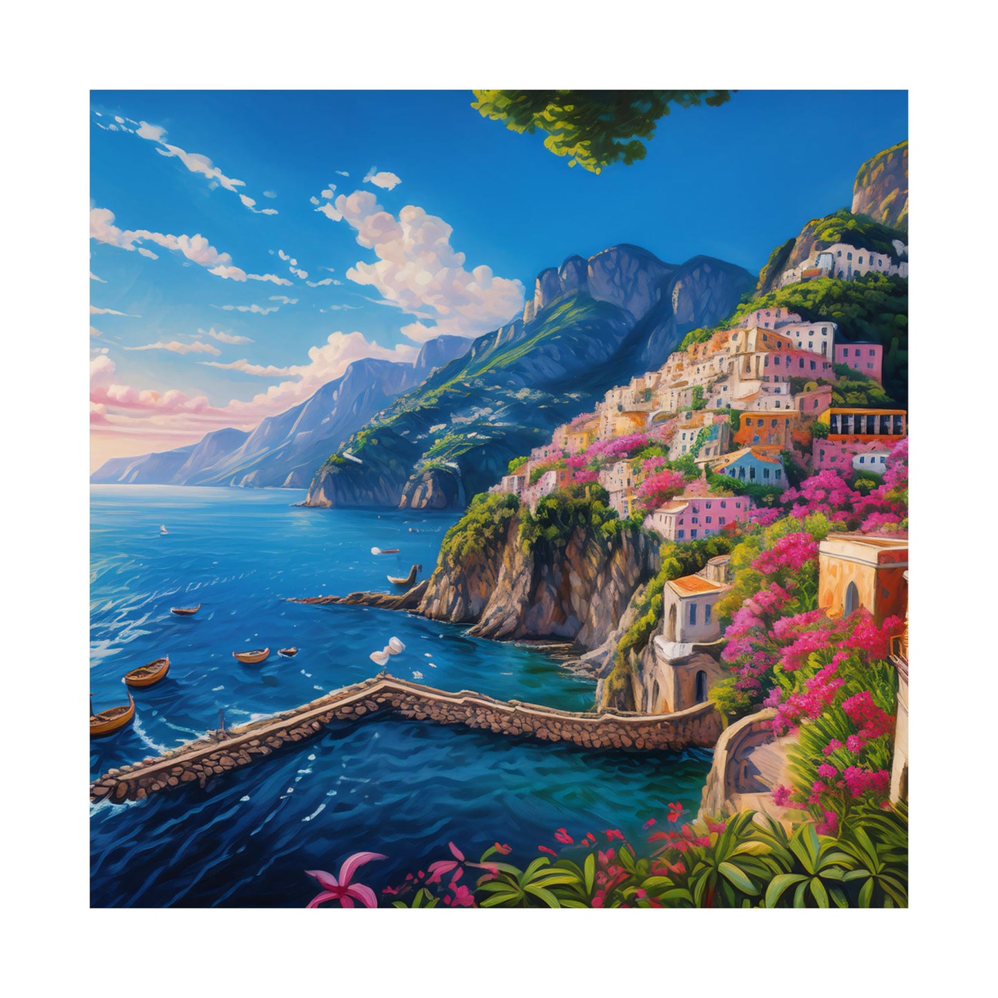 Amalfi Coast Italy Coastal Print | Style 4 | Wall Art | Wall Print
