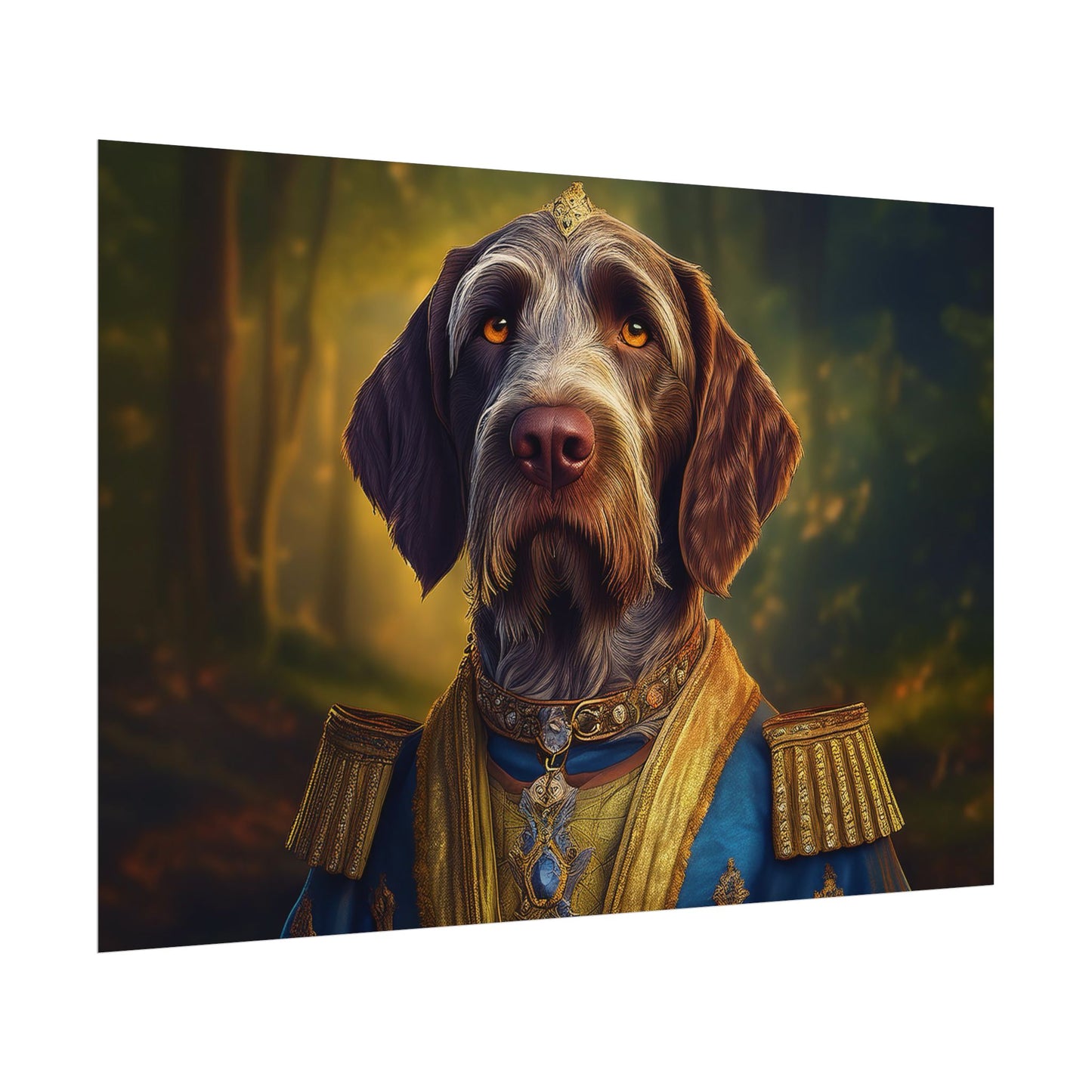 German Wirehaired Pointer Renaissance Pet Portrait Print, Pointer, Dog Lover Wall Art,  Dog Memorial Gift, wall art, wall print, dog print