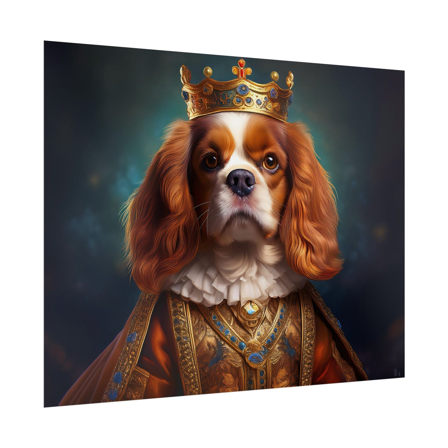 Cavalier King Charles Spaniel Art Pet Portrait Print, Renaissance, Wall Print, Wall Art