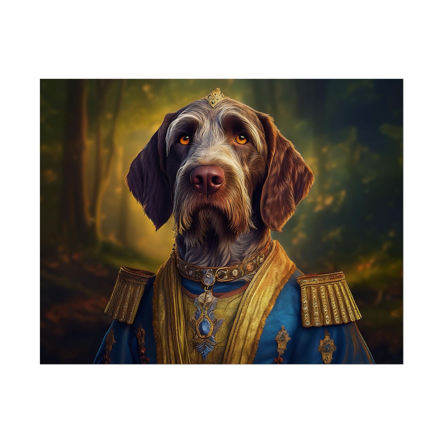 German Wirehaired Pointer Renaissance Pet Portrait Print, Pointer, Dog Lover Wall Art,  Dog Memorial Gift, wall art, wall print, dog print