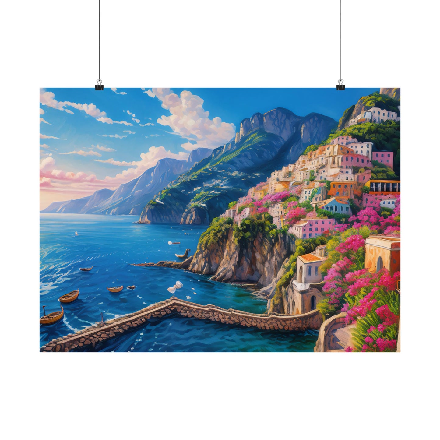 Amalfi Coast Italy Coastal Print | Style 4 | Wall Art | Wall Print