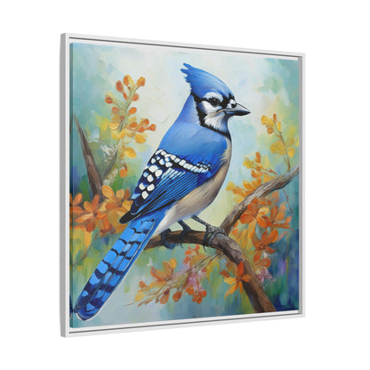 Blue Jay Bird Oil Painting Framed Canvas for Bird Lovers Home Decor, Indoor Wall Art, Wall Print, Bird Art, Living Room Wall Art