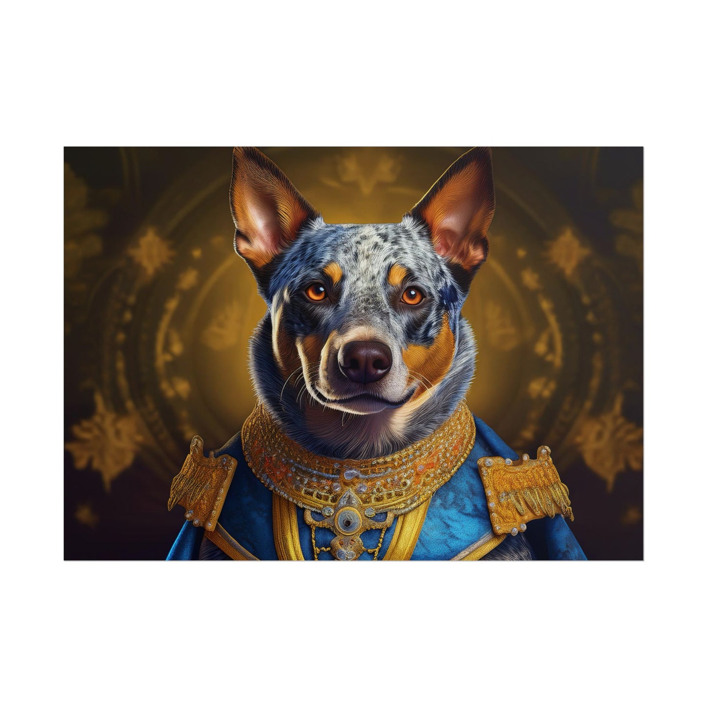 Australian Cattle Dog Renaissance Dog Portrait Wall Art | Art Print | Wall Decor Gift, Animal Lover Home Decor, Dog Wall Art