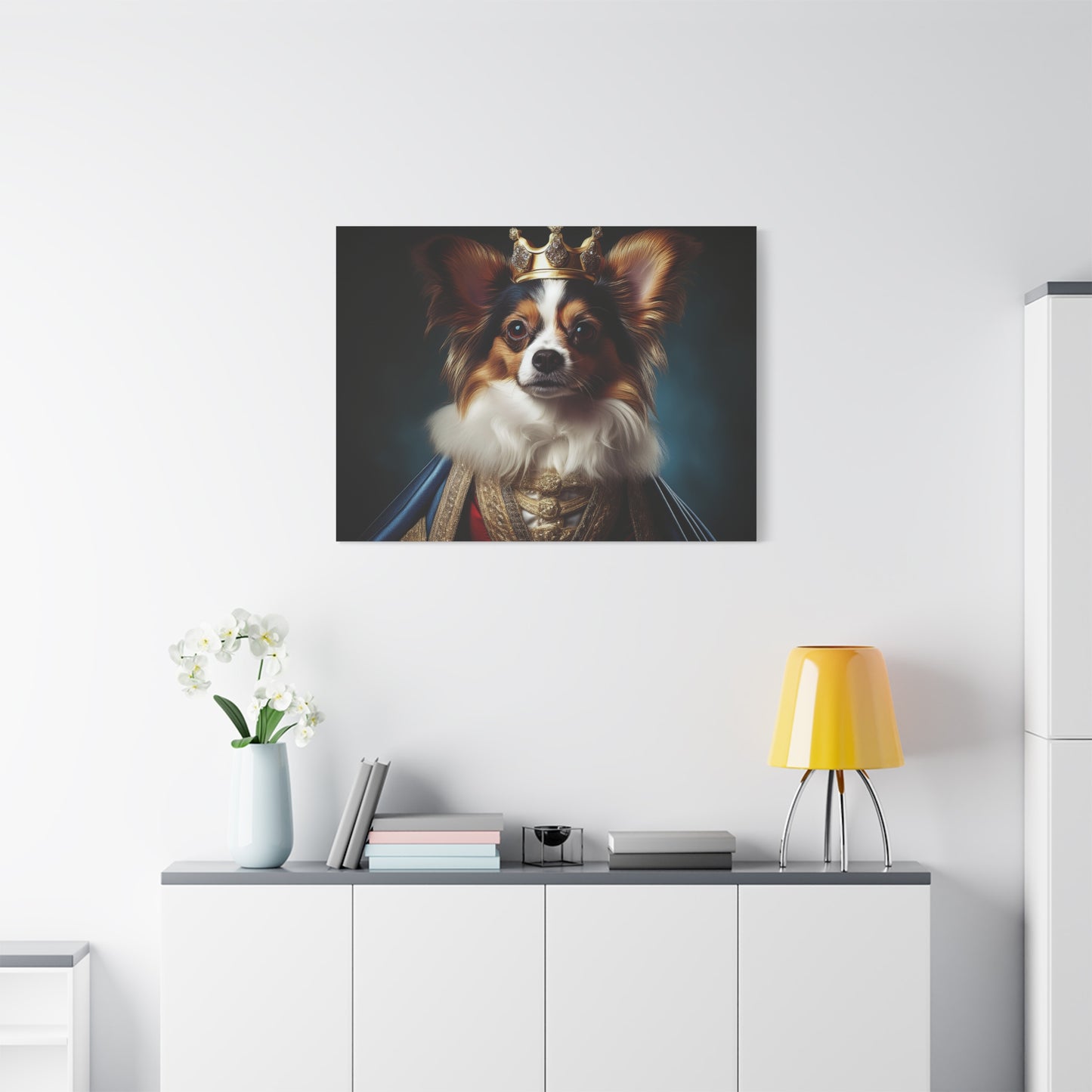 Papillon Pet Portrait Renaissance on Canvas, wall art, wall print, dog portrait, dog art