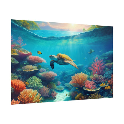 Turtle in the Great Barrier Reef  Australia Coastal Print | Style 1 | Wall Art | Wall Print