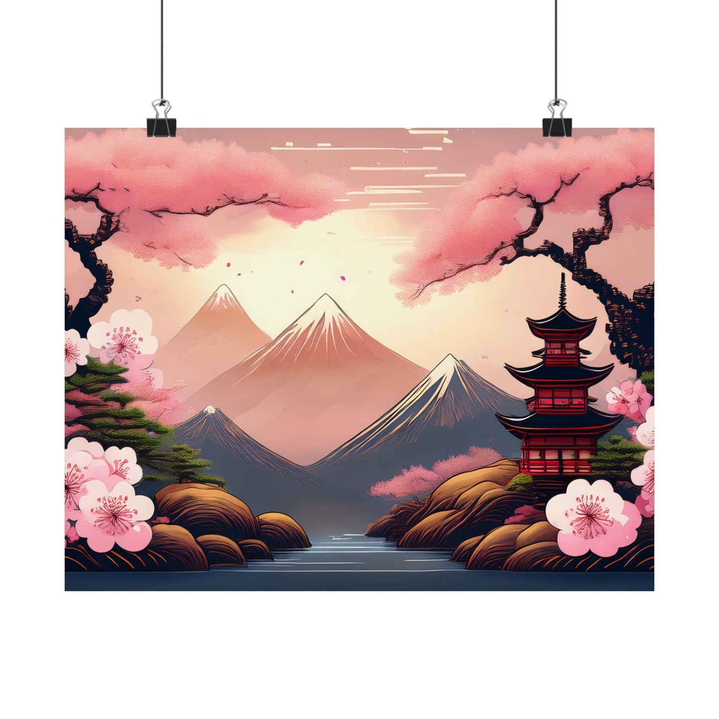 Japanese Cherry Blossom Wall Art Print | Wall Art | Wall Print | Japanese Wall Art