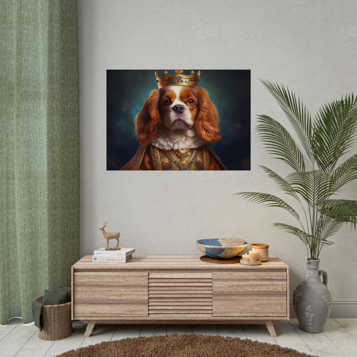 Cavalier King Charles Spaniel Art Pet Portrait Print, Renaissance, Wall Print, Wall Art