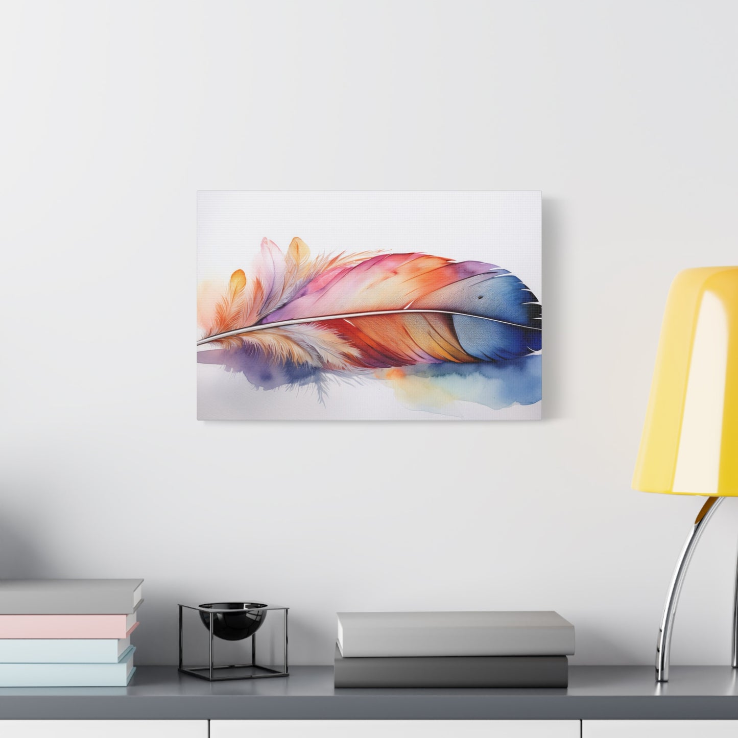 Rainbow Feather Watercolor Canvas Print - 3 | Elegant Wall Art & Prints | Unique Home Decor | Wall Print | Wall Art
