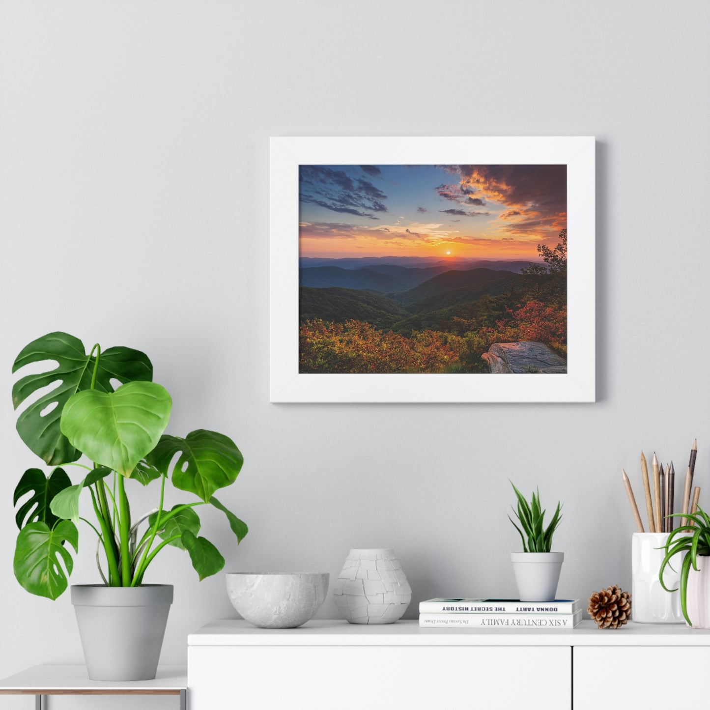 Sunset over Blue Ridge Mountains Fall Landscape Framed Print