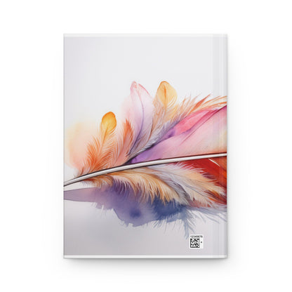 Watercolor Rainbow Feather Hardcover Journal (Style 2), Writing Notebook, Diary, Sketchbook, Dream Journal