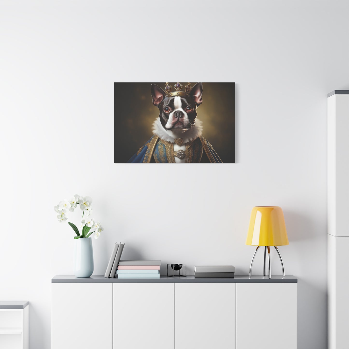 Boston Terrier Renaissance Pet Portrait on Canvas, wall print, wall art, dog portrait, dog art