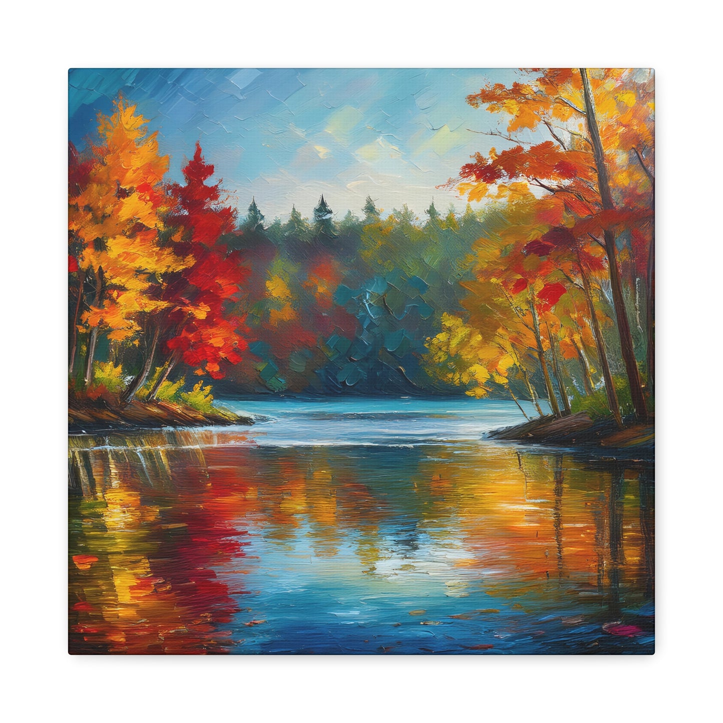 Fall Leaves on the Lake on Canvas | wall art |  wall print