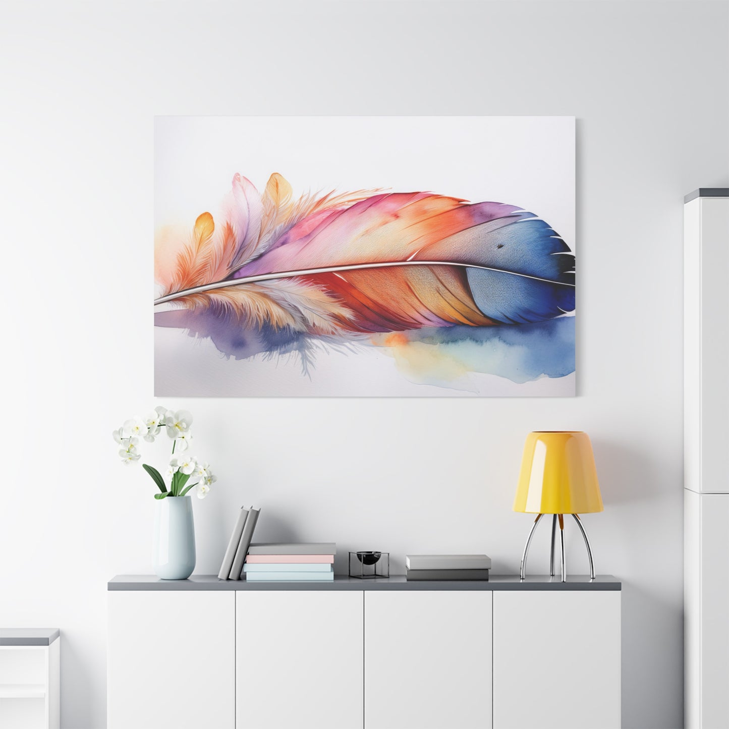 Rainbow Feather Watercolor Canvas Print - 3 | Elegant Wall Art & Prints | Unique Home Decor | Wall Print | Wall Art