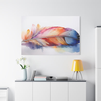 Rainbow Feather Watercolor Canvas Print - 3 | Elegant Wall Art & Prints | Unique Home Decor | Wall Print | Wall Art