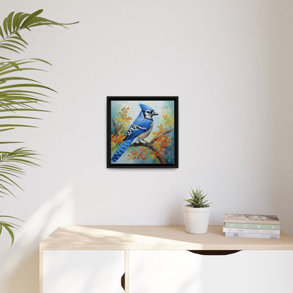 Blue Jay Bird Oil Painting Framed Canvas for Bird Lovers Home Decor, Indoor Wall Art, Wall Print, Bird Art, Living Room Wall Art