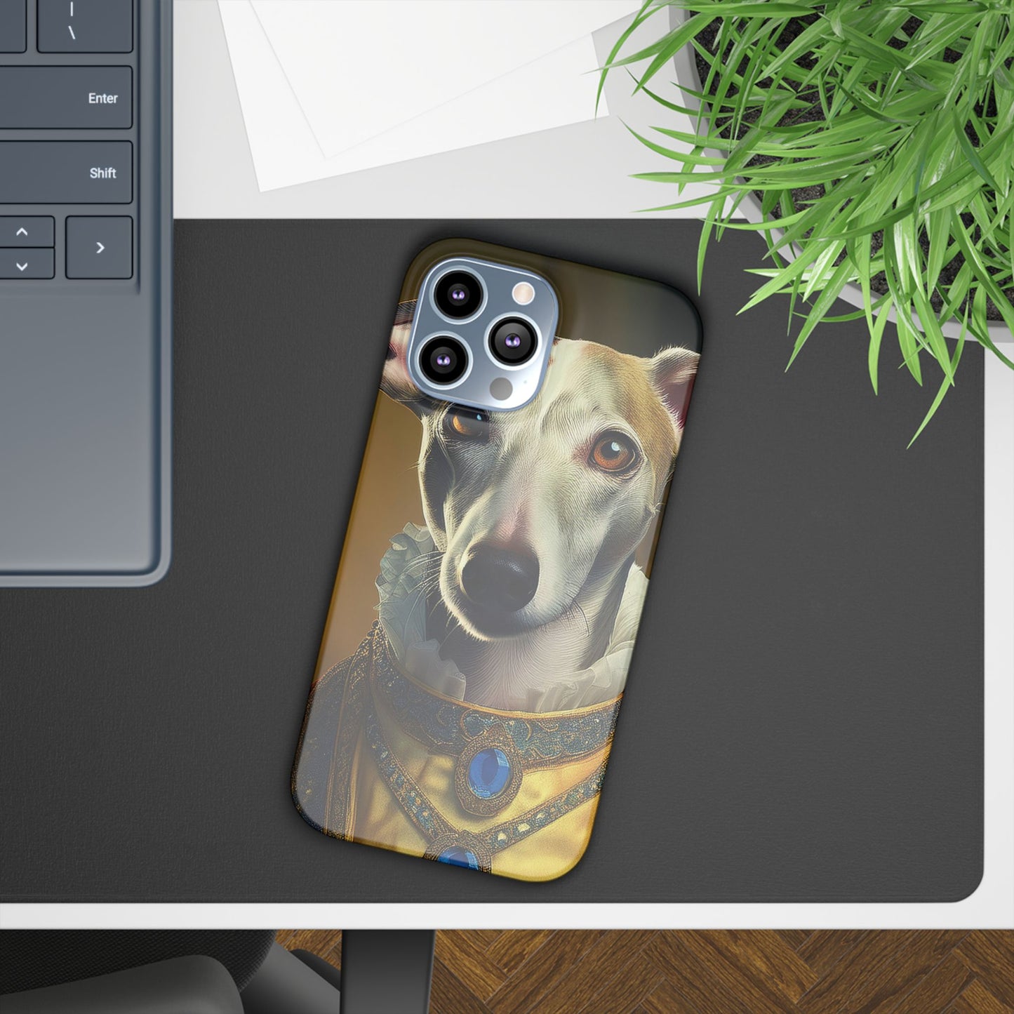 Whippet Renaissance Dog Portrait Slim Phone Case