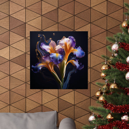 Abstract Square Floral Iris Wall Art Print | Style 3 | Wall Print | Wall Art | Botanical Art