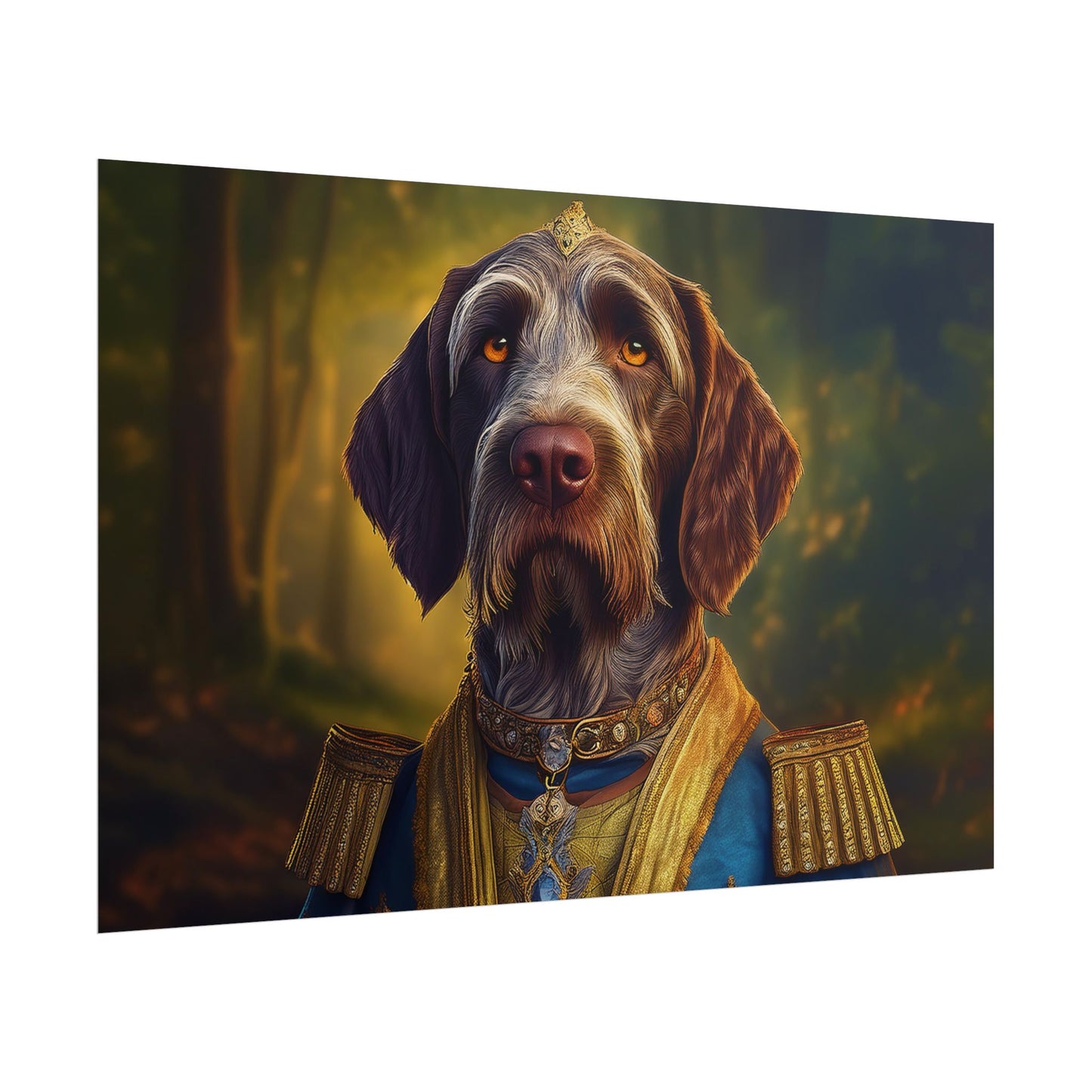 German Wirehaired Pointer Renaissance Pet Portrait Print, Pointer, Dog Lover Wall Art,  Dog Memorial Gift, wall art, wall print, dog print