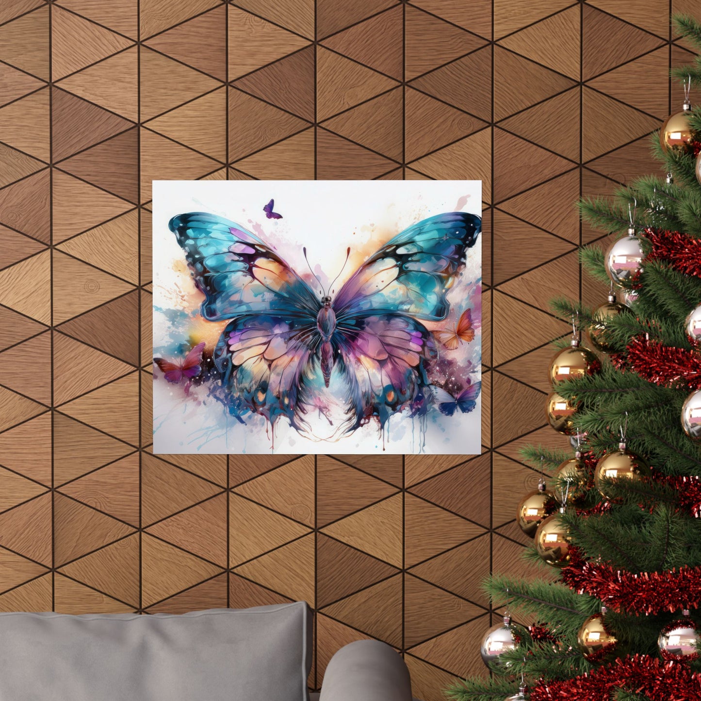 Teal, Orange & Purple Butterfly Alcohol Ink Wall Art | Butterfly wall art | Wall Art | Wall Print