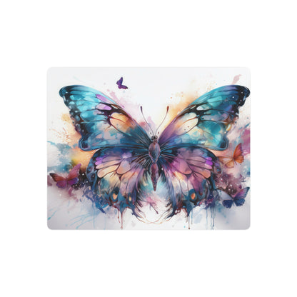 Butterfly Teal and Purple Ink Watercolor Metal Art Sign Print