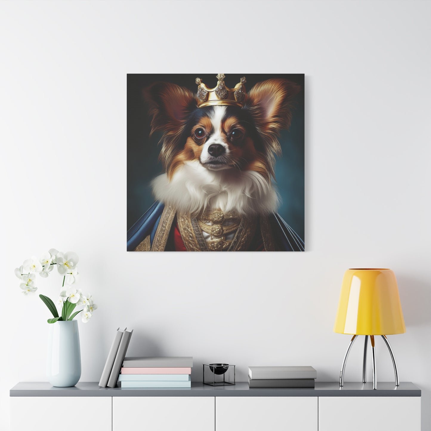 Papillon Pet Portrait Renaissance on Canvas, wall art, wall print, dog portrait, dog art