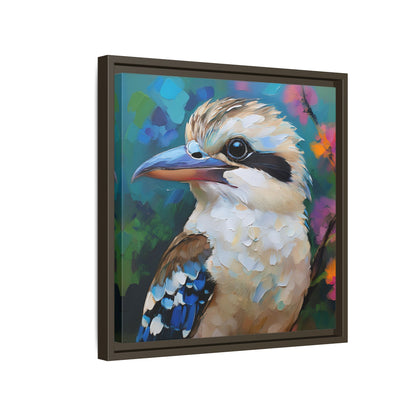 Kookaburra Australian Bird Oil Painting Framed Canvas Wall Art Print - Square Frame, Gallery Wrap, Bird Art, Home Decor, Gift for Bird