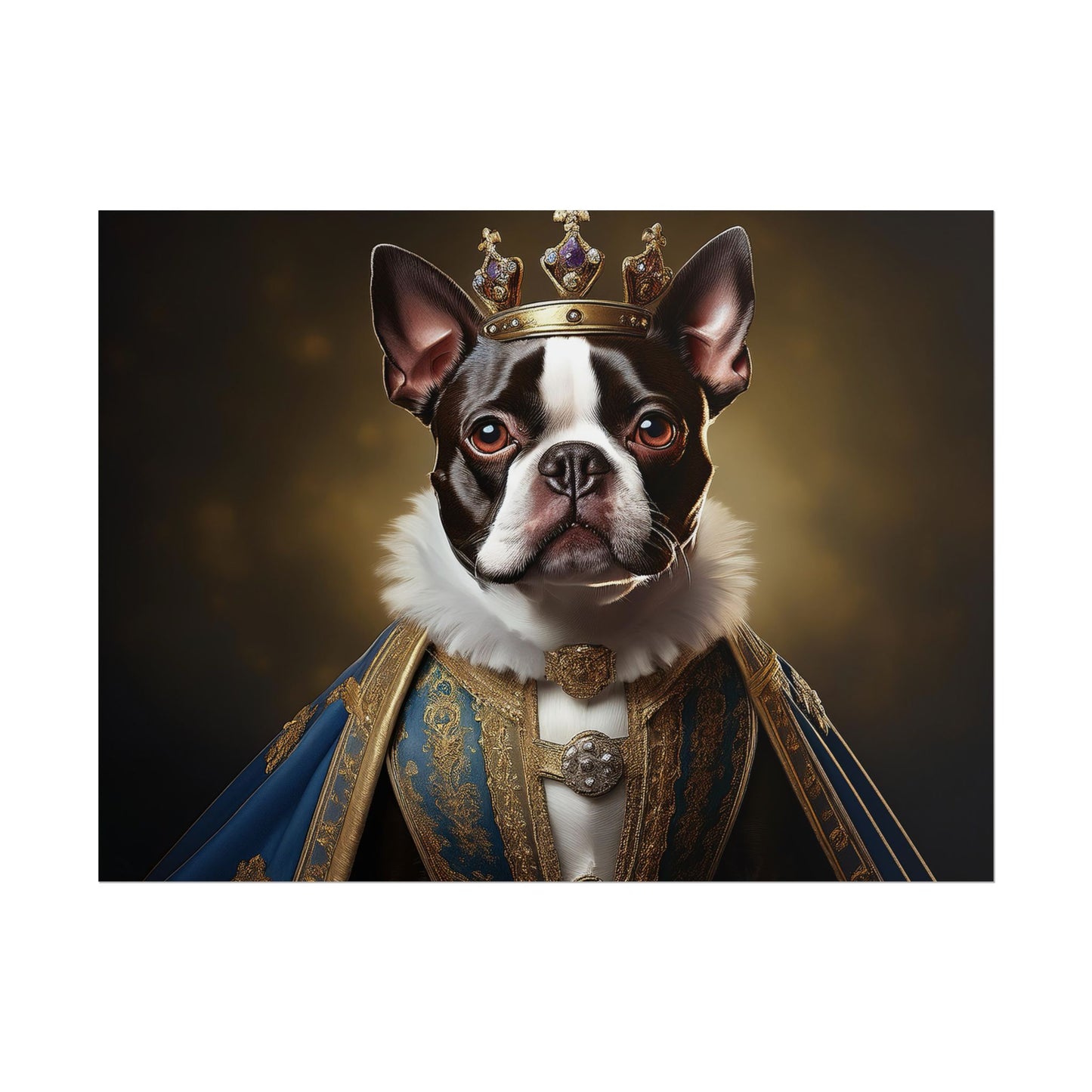 Boston Terrier Renaissance Dog Portrait Art Print, Wall Decor Gift, Animal Lover Home Decor, Dog Wall Art
