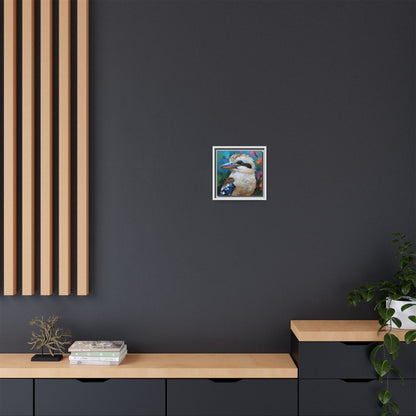 Kookaburra Australian Bird Oil Painting Framed Canvas Wall Art Print - Square Frame, Gallery Wrap, Bird Art, Home Decor, Gift for Bird