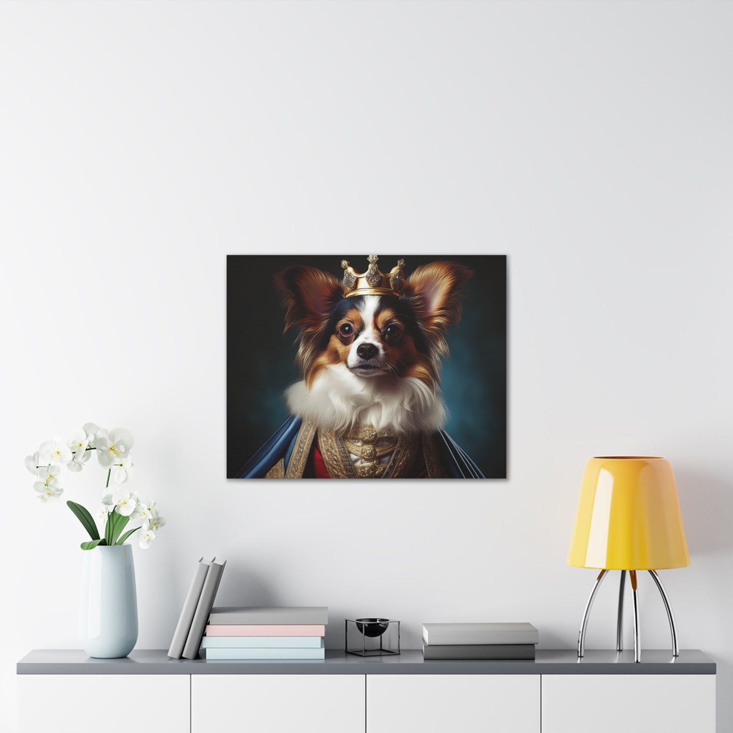 Papillon Pet Portrait Renaissance on Canvas, wall art, wall print, dog portrait, dog art