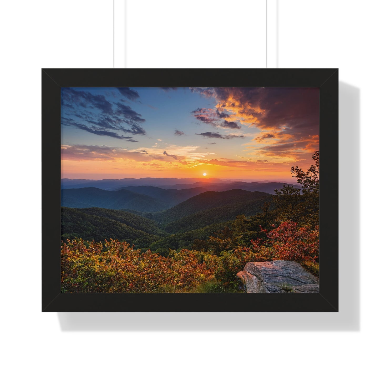 Sunset over Blue Ridge Mountains Fall Landscape Framed Print
