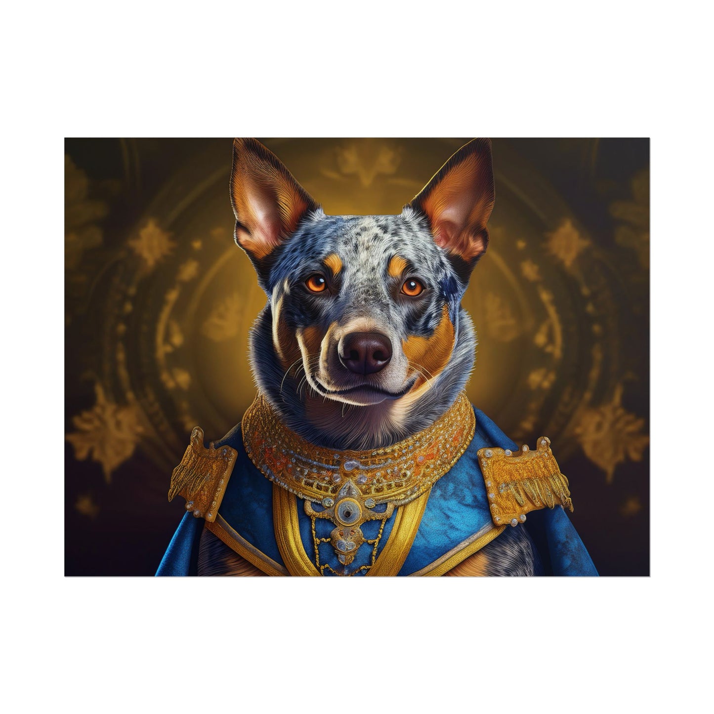 Australian Cattle Dog Renaissance Dog Portrait Wall Art | Art Print | Wall Decor Gift, Animal Lover Home Decor, Dog Wall Art