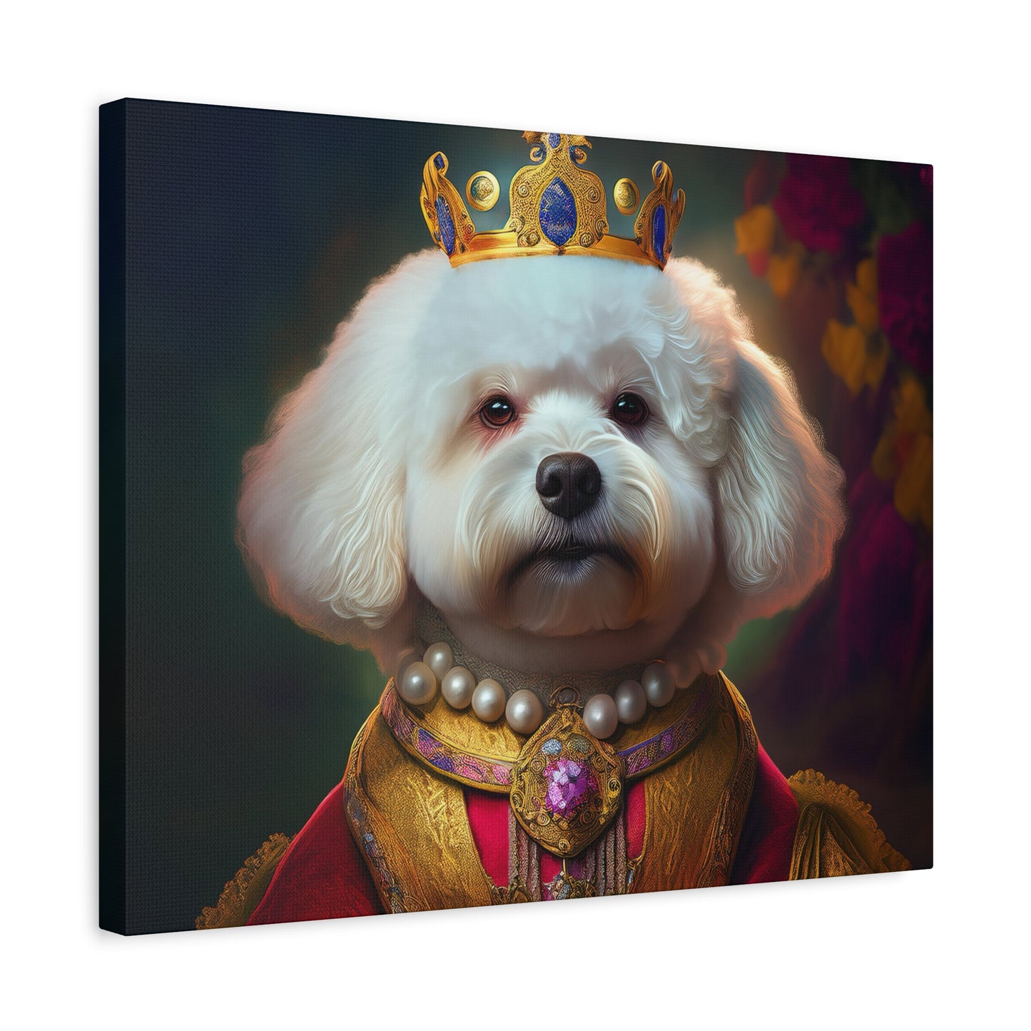 Bichon Frise Renaissance Pet Portrait on Canvas | Wall art | wall print | Dog Art