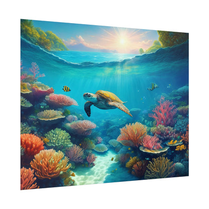 Turtle in the Great Barrier Reef  Australia Coastal Print | Style 1 | Wall Art | Wall Print