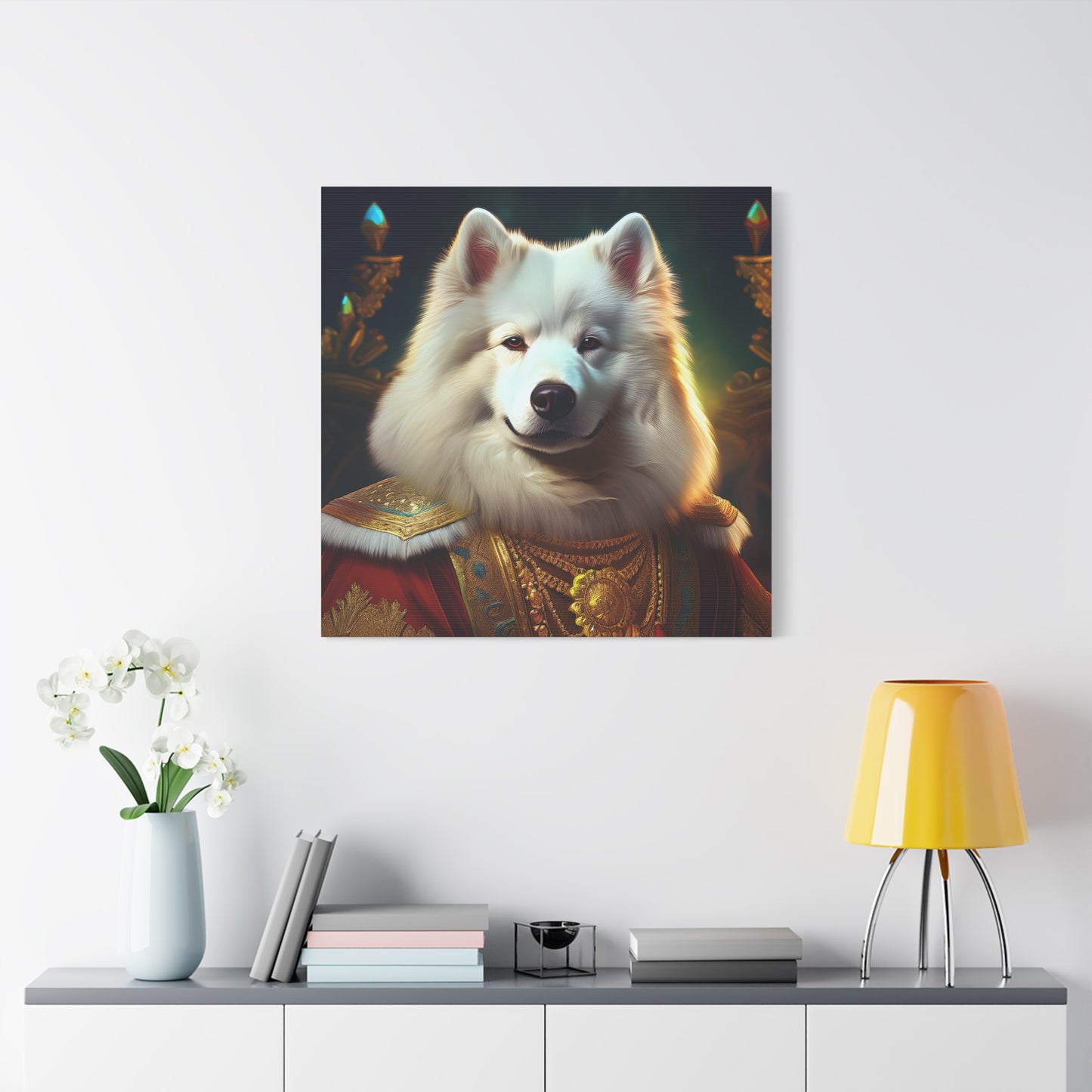 Samoyed Renaissance Pet Portrait on Canvas, wall art, wall print, dog portrait, dog art