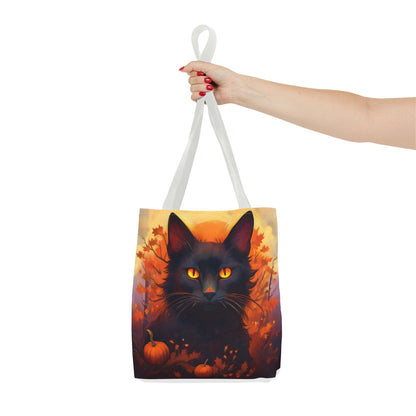 Spooky Black Cat Halloween Tote Bag, Halloween Home Decor Candy Bag, Ultimate Trick or Treat Bag